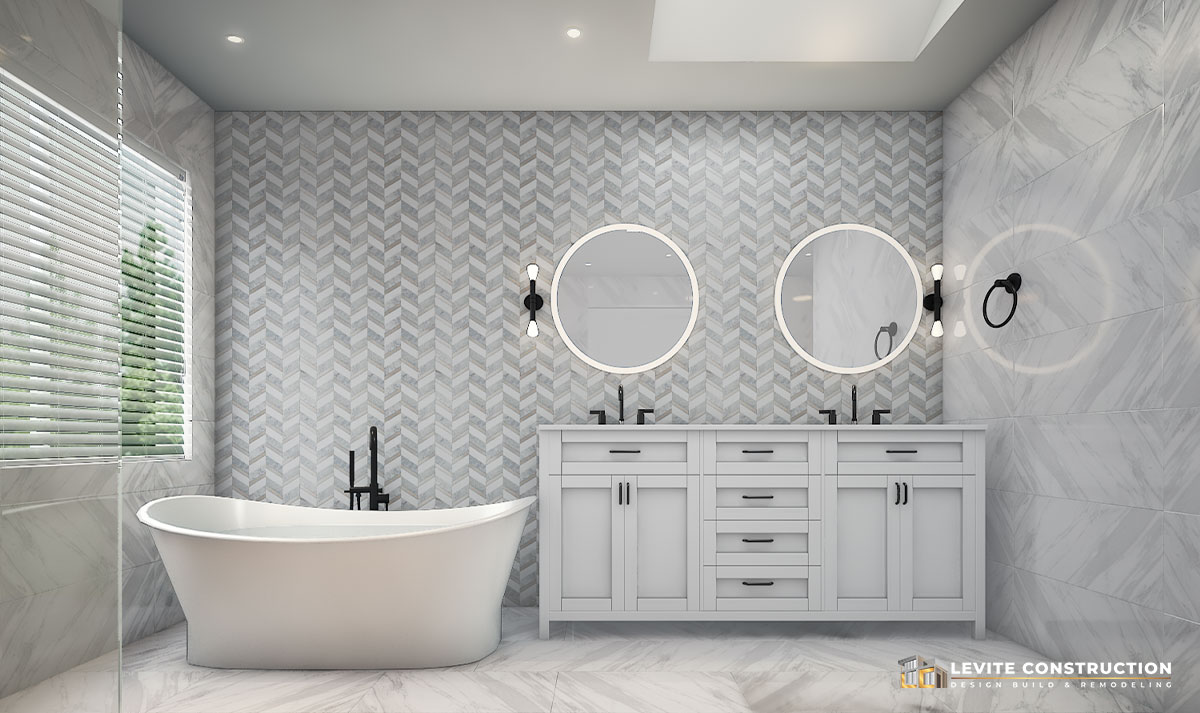 Levite - Seattle Construction Co Master Bathroom - Virtual Design 3D Design Services